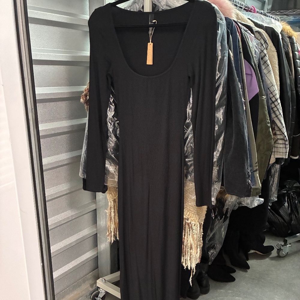 SKIMS Soft Cotton Ribbed Bodycon Longsleeve Maxi Dress Lightweight